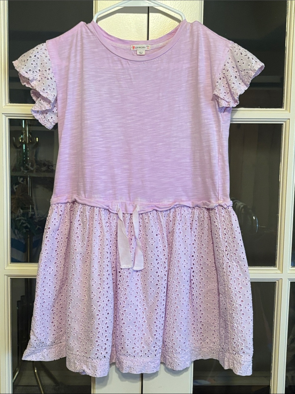 Crewcuts Lilac Eyelet Flutter-Sleeve Dress